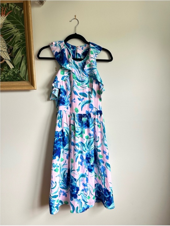 Lilly Pulitzer Dresses & Skirts - Lilly Pulitzer Rory Dress Sweet Pea Floral Print Womens 2 Pink Green Blue